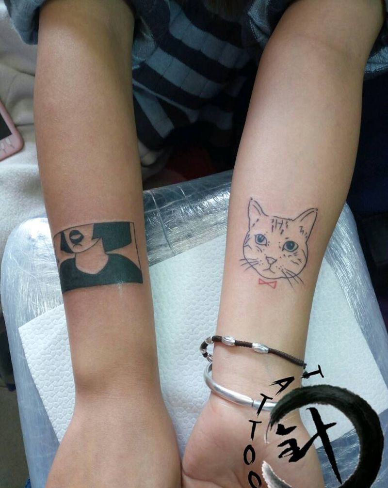 #清新#纹身图片_手臂清新几何动物原创小白刺青塔图~针成品纹身图案