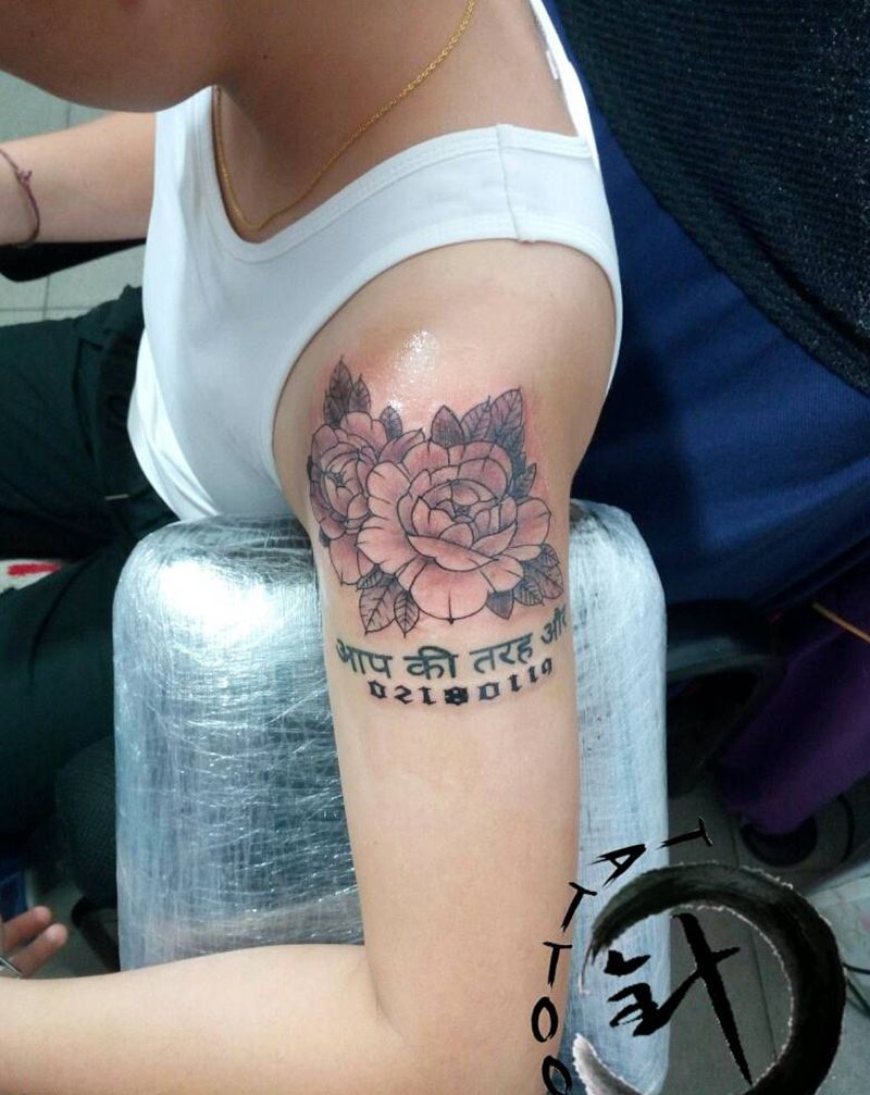 花||数字纹身图片_手臂欧美字符植物原创小白刺青塔图~针成品纹身图案