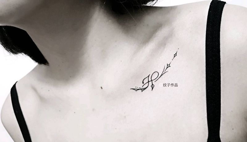 锁骨英文纹身图片
