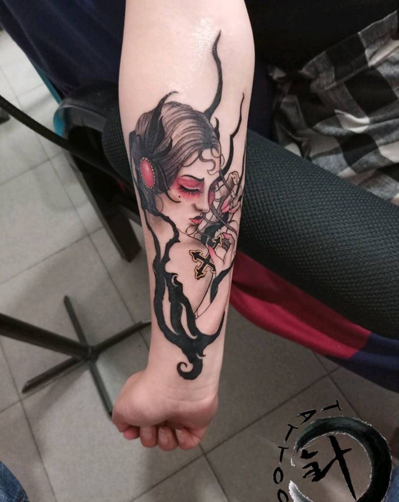 欧美纹身图片_手臂New School纹身图案