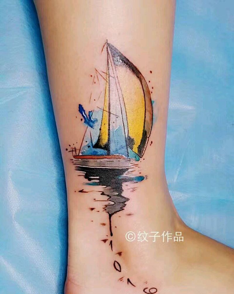 帆船纹身图片