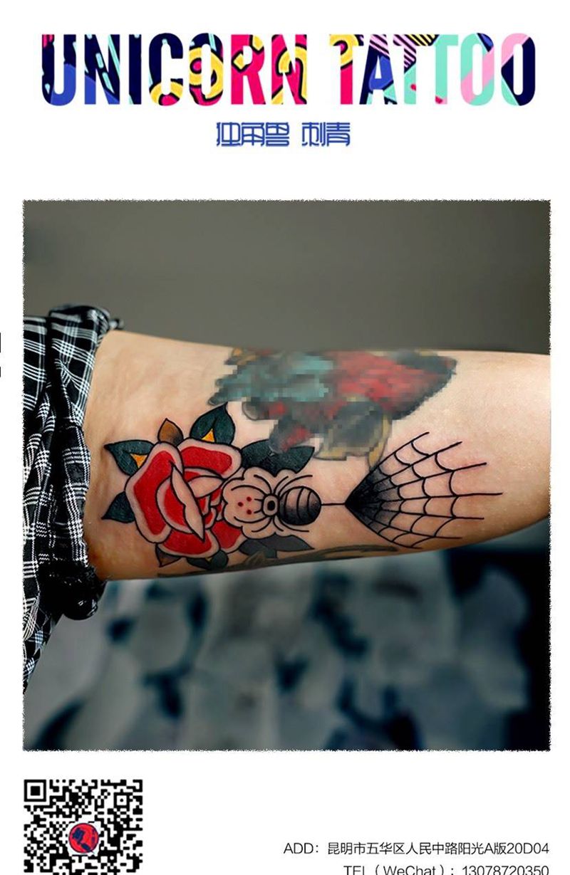 old school纹身图片_成品手臂传统欧美动物植物纹身图案