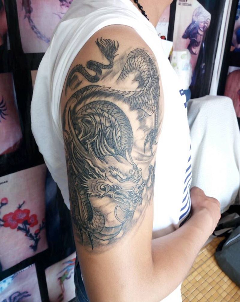 龙|恢复后纹身图片_手臂传统原创恢复后小白刺青塔图 针成品纹身图案