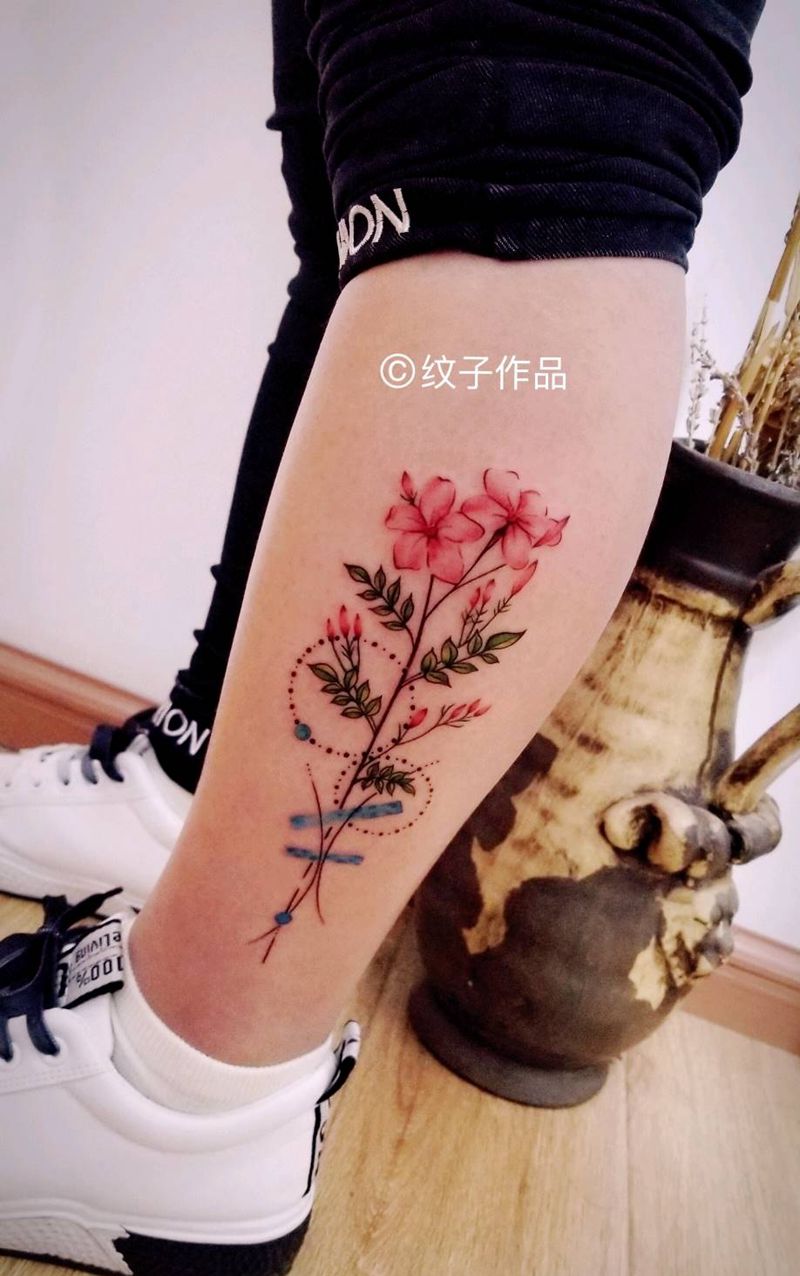 彩色小花纹身图片