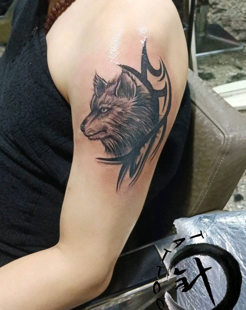 狼纹身图片_手臂纹身图案