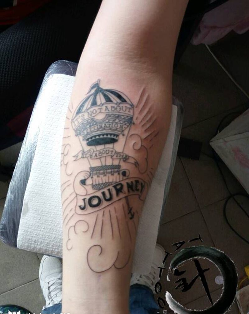 热气球纹身图片_手臂原创小白刺青塔图 针成品纹身图案