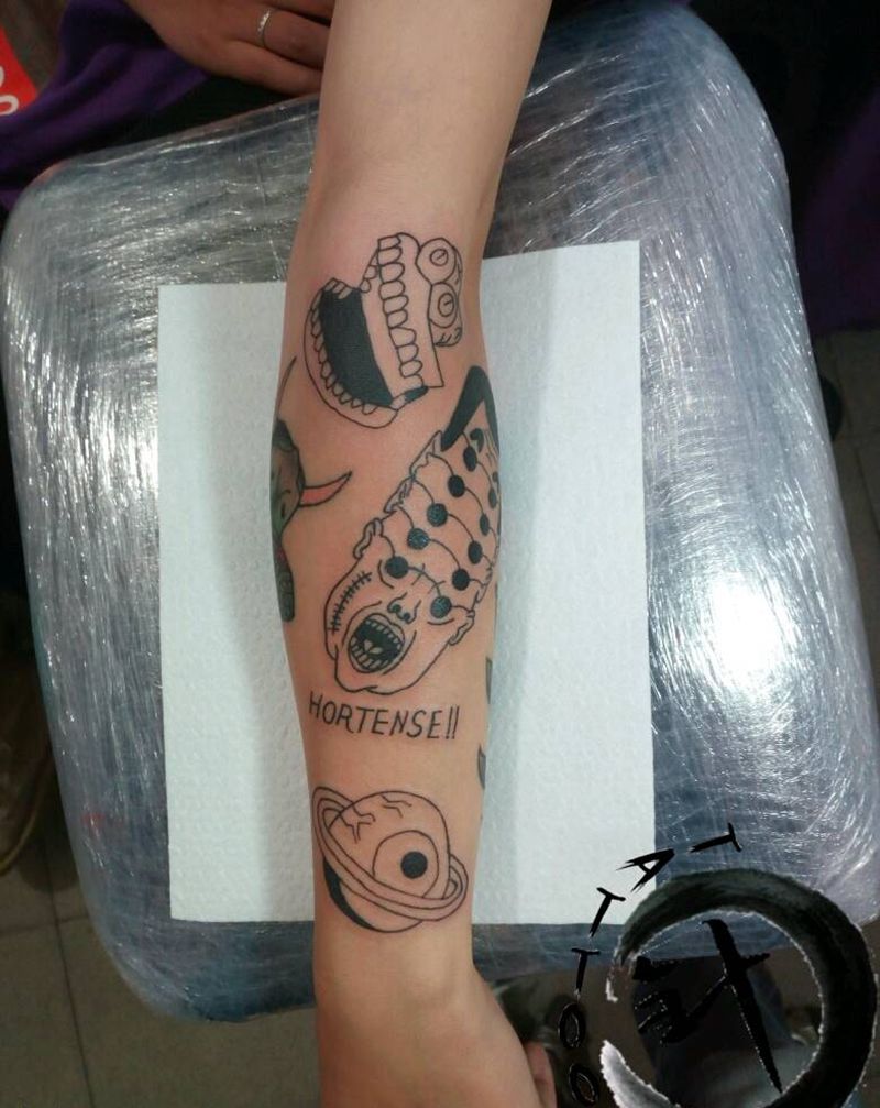 小图拼接纹身图片_手臂欧美原创小白刺青塔图~针成品纹身图案