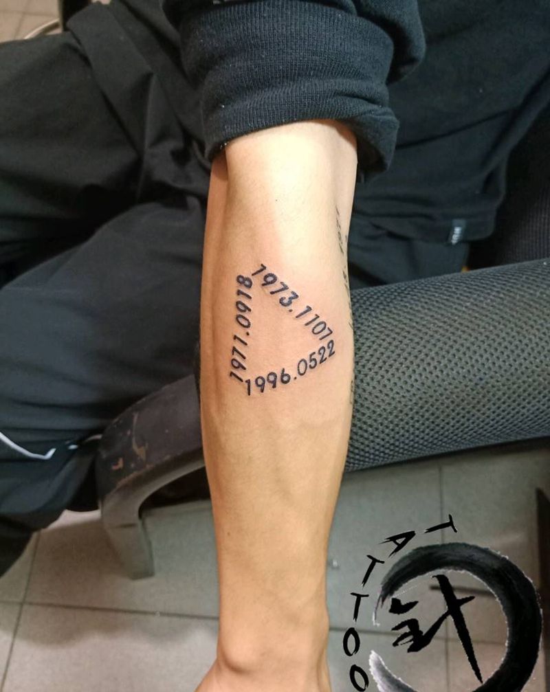 数字纹身图片_手臂几何数字纹身图案