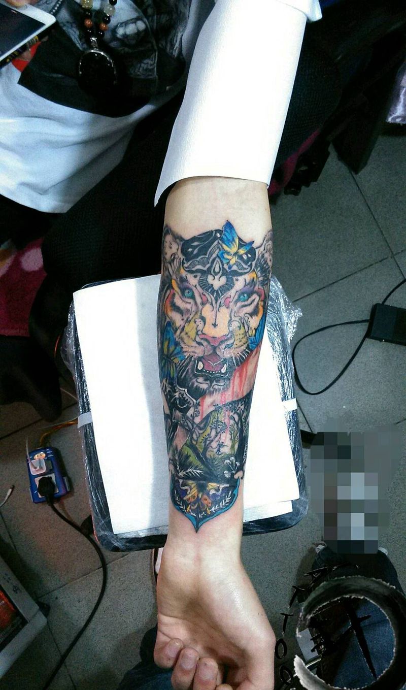 没有买卖就没有杀害纹身图片_手臂手部欧美动物人物植物原创小白刺青塔图 针成品纹身图案