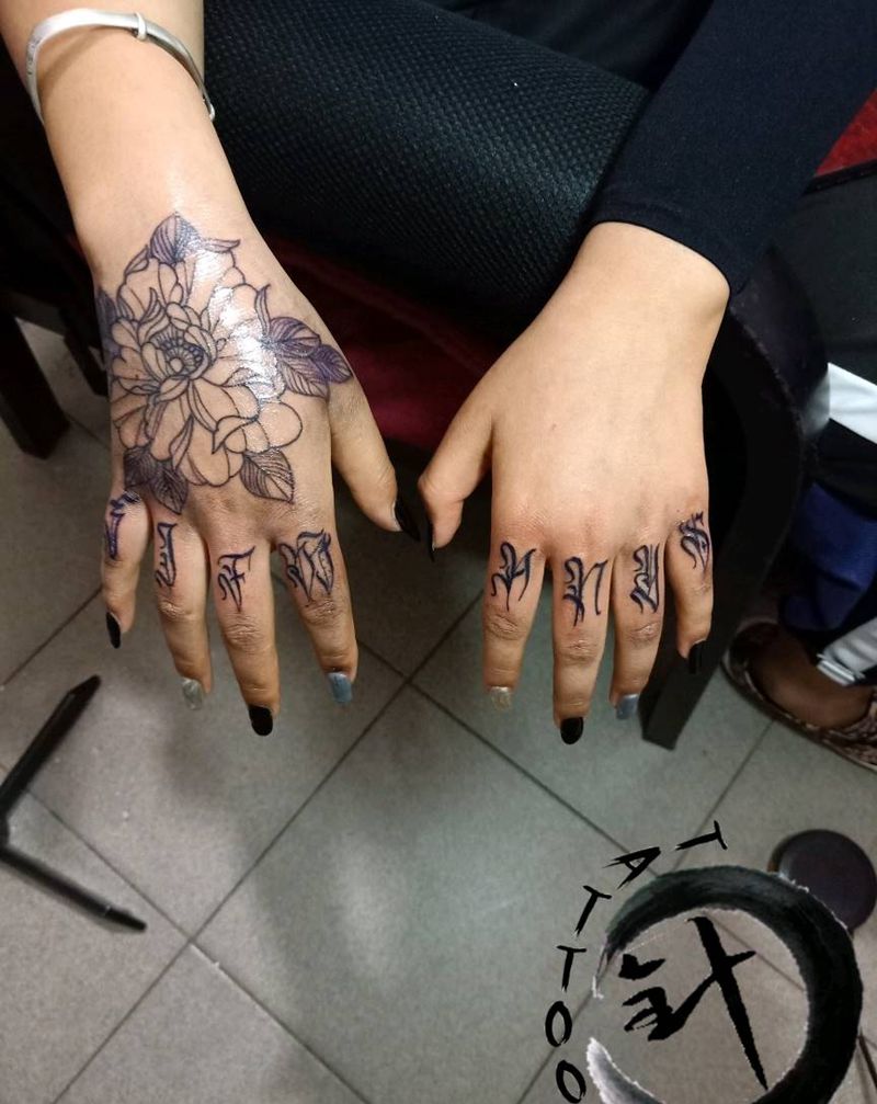 字母 花纹身图片_手部纹身图案