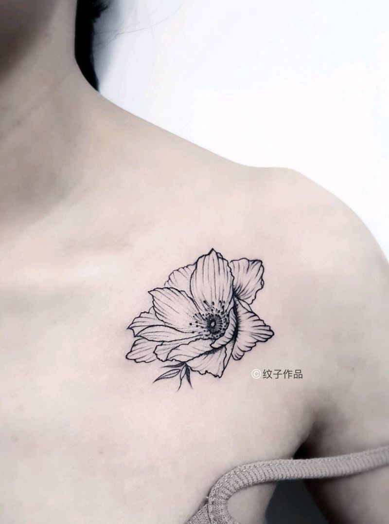 肩部线条花纹身图片