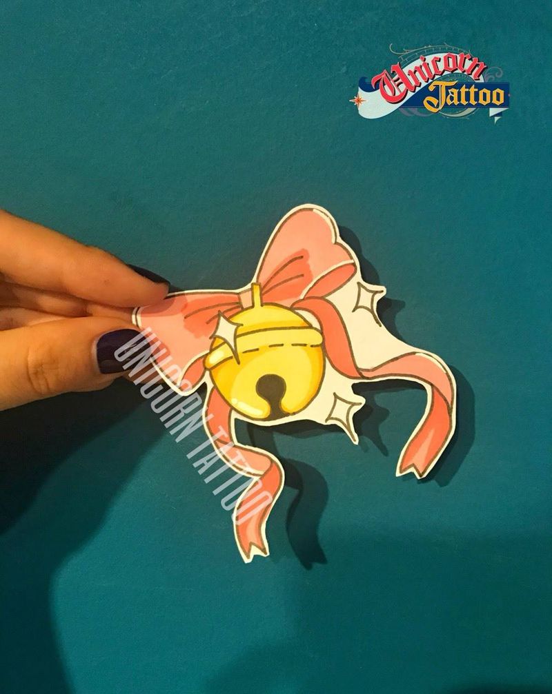 铃铛纹身图片_手稿清新贴纸卡通纹身图案