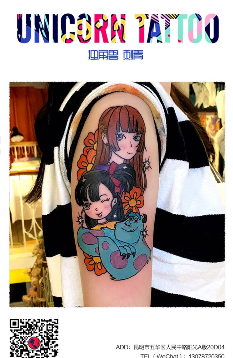 姐姐妹妹纹身图片_手部卡通纹身图案