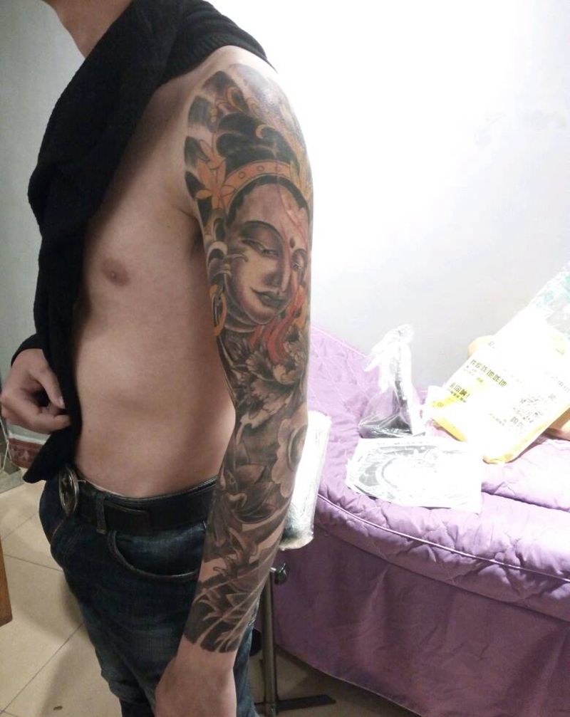 …纹身图片_手臂手部传统人物植物宗教原创小白刺青塔图 针成品纹身图案