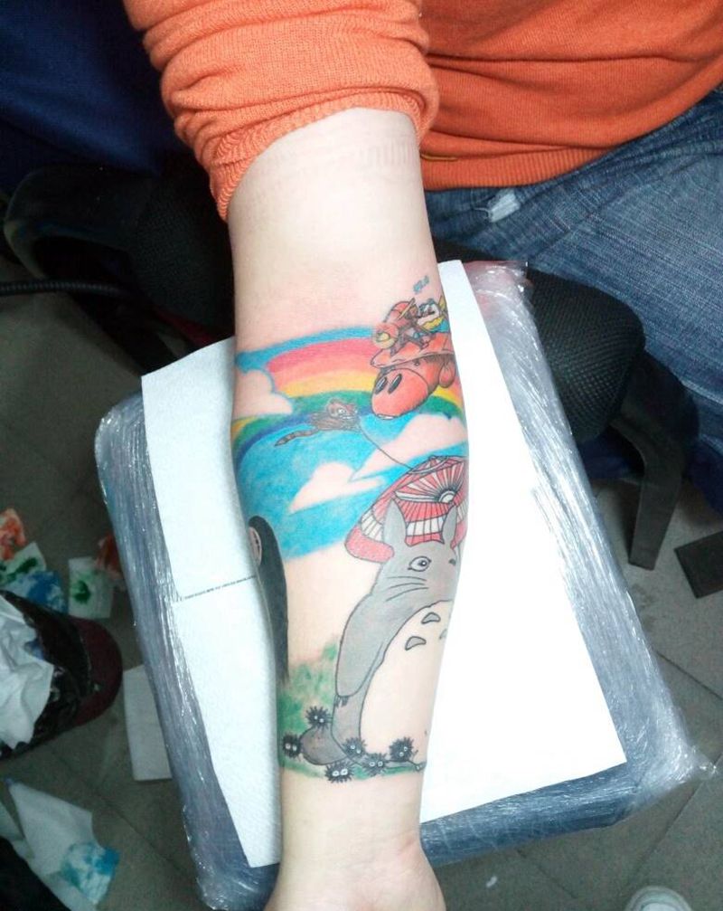 宫崎骏|龙猫纹身图片_手臂动物人物植物原创小白刺青塔图 针成品纹身图案