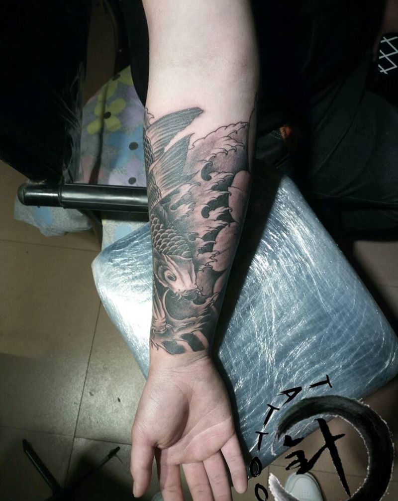 #修改#纹身图片_手臂传统动物原创小白刺青塔图~针修改添加成品纹身图案