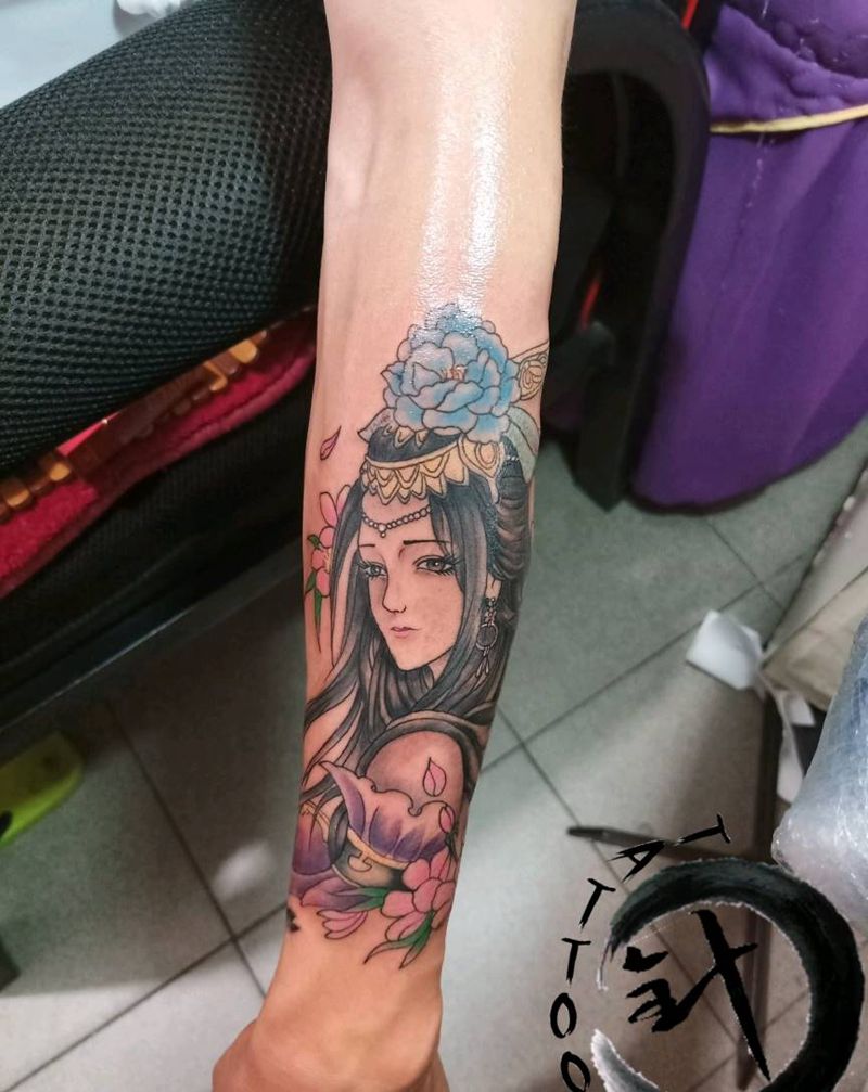 艺伎纹身图片_手臂艺伎纹身图案