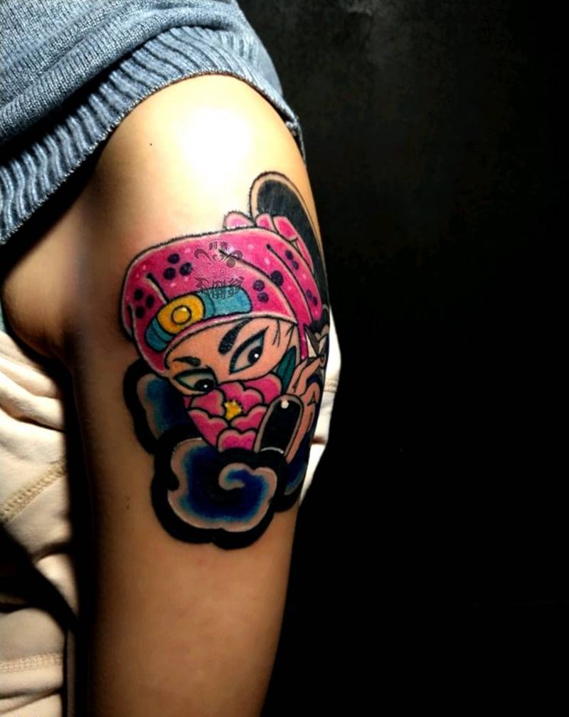 仁者无敌纹身图片_肩部老传统纹身图案