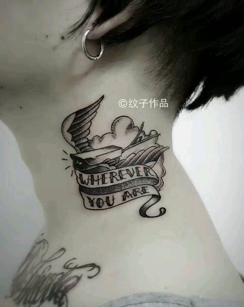 脖子监控器纹身图片