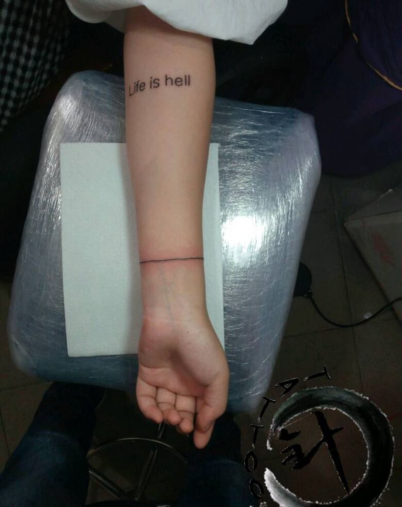 线纹身图片_手臂清新几何原创小白刺青塔图~针成品纹身图案