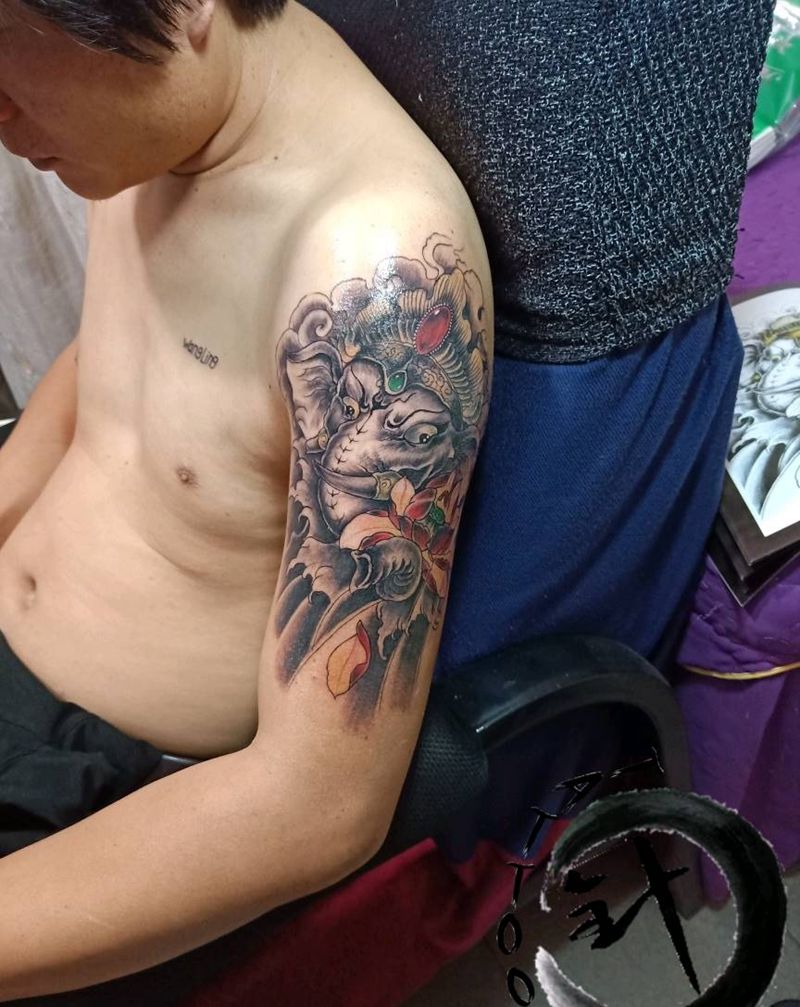象神纹身图片_手臂纹身图案