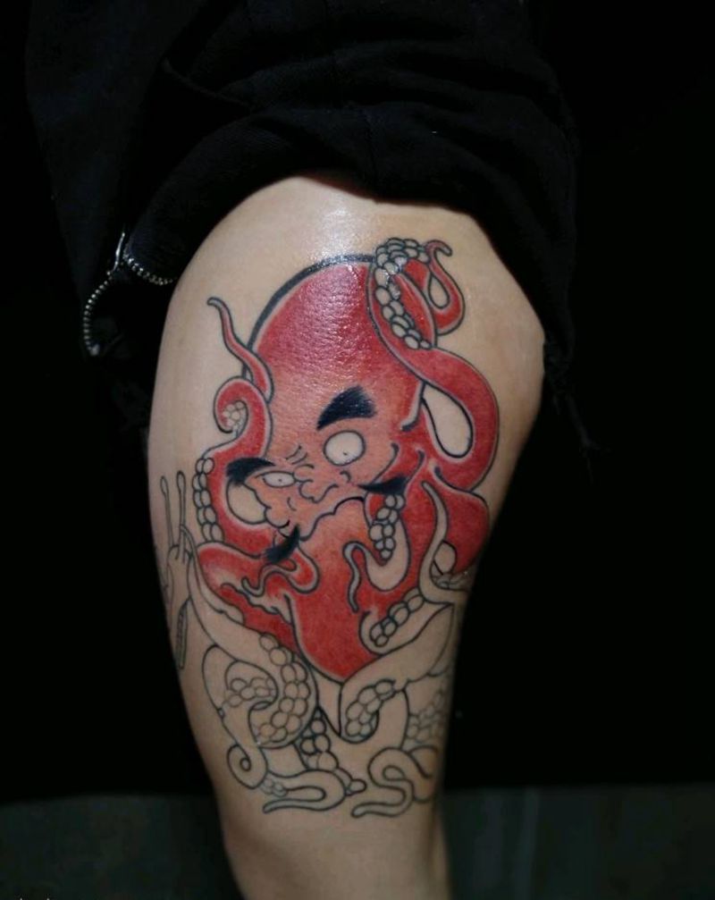 章鱼未完成纹身图片_老传统纹身图案