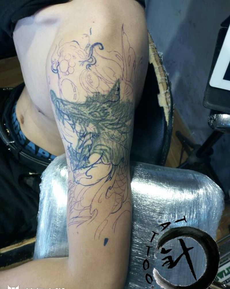 遮盖旧纹身纹身图片_手臂传统动物植物原创遮盖小白刺青塔图 针成品纹身图案