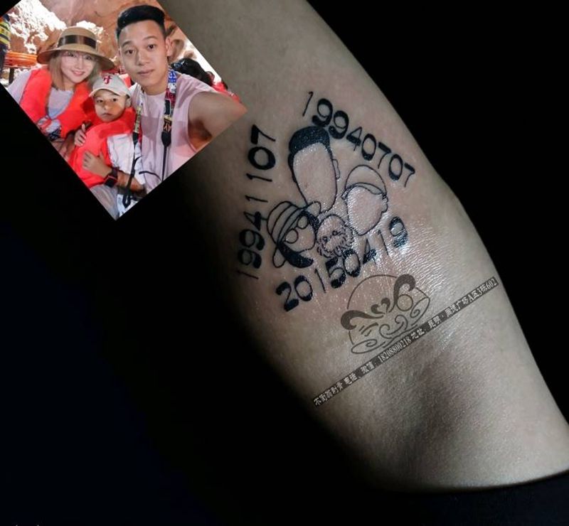 一家三口纹身图片_手臂纹身图案