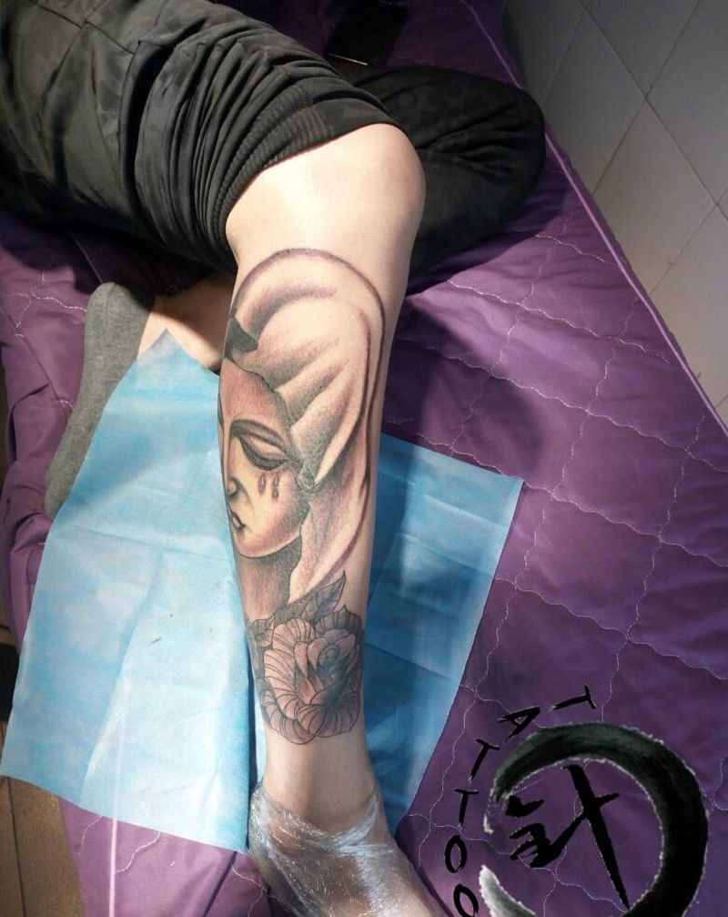 修改添加纹身图片_腿部欧美人物小白刺青塔图~针修改添加成品纹身图案