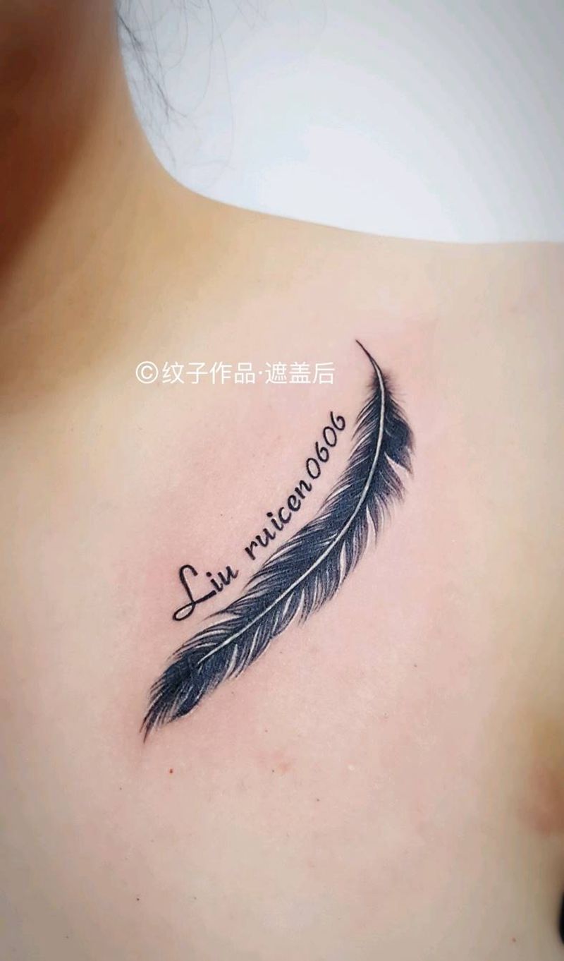 锁骨遮盖纹身图片