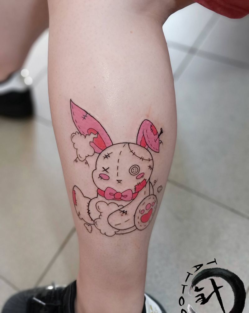 兔子纹身图片_腿部兔子纹身图案