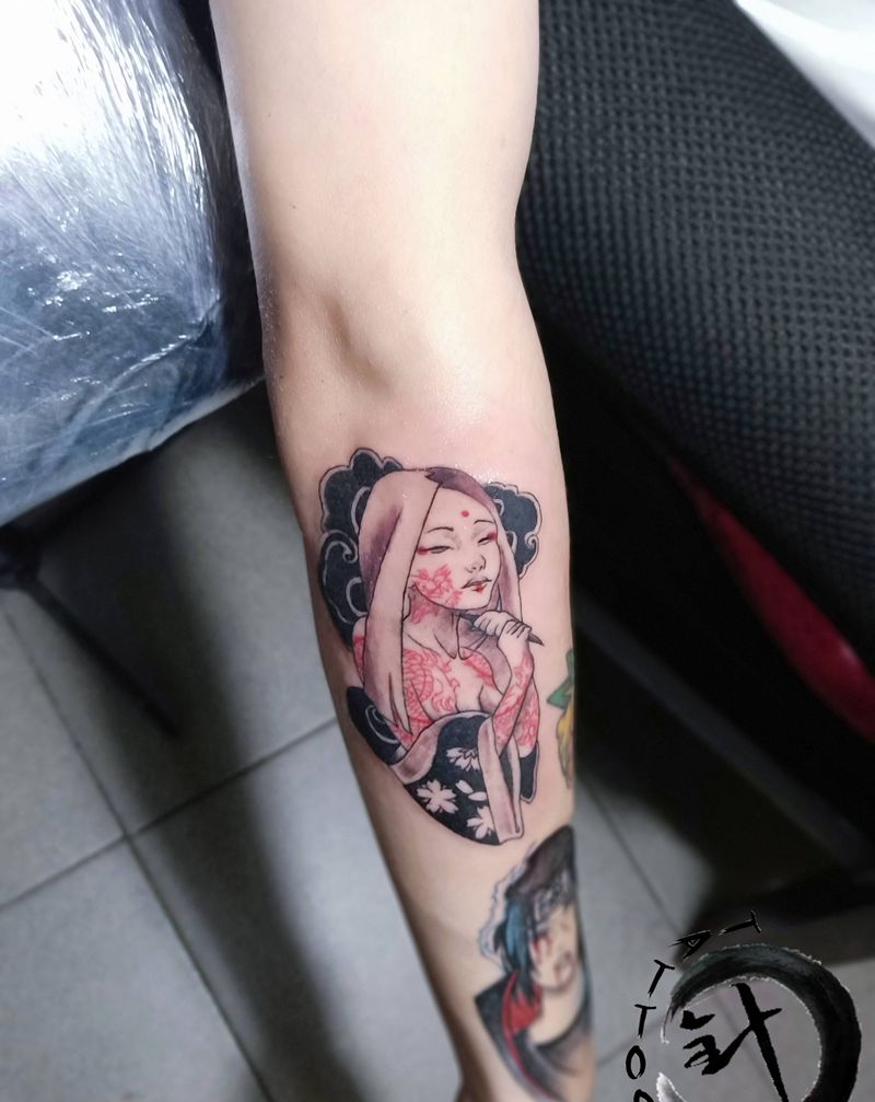 拼图纹身图片_手臂Old School拼图纹身图案