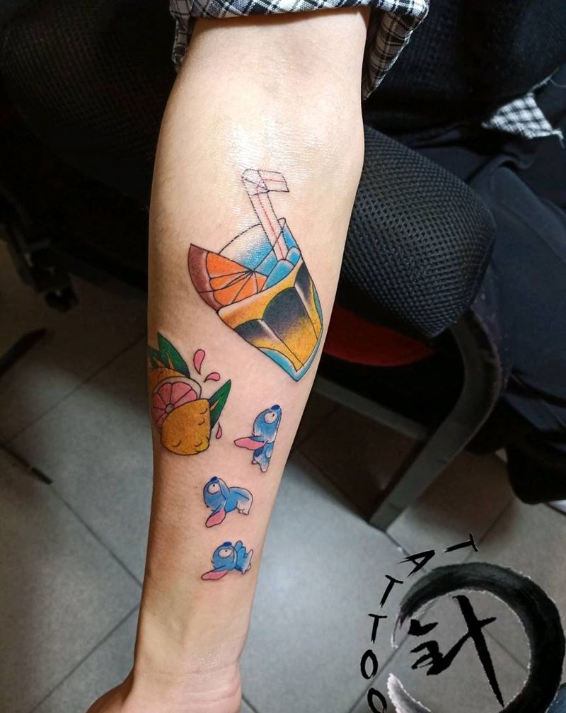 NEWSCHOOL拼图纹身图片_手臂New School水彩拼图newschool纹身图案