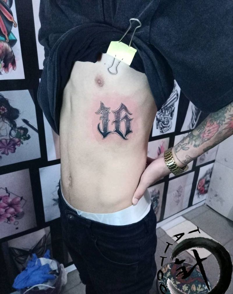 数字纹身图片_腰部欧美字符原创小小白刺塔图~针成品纹身图案