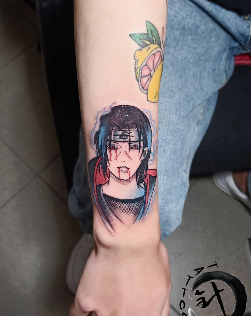 火影忍者 拼图纹身图片_手臂New School水彩火影忍者火影纹身图案