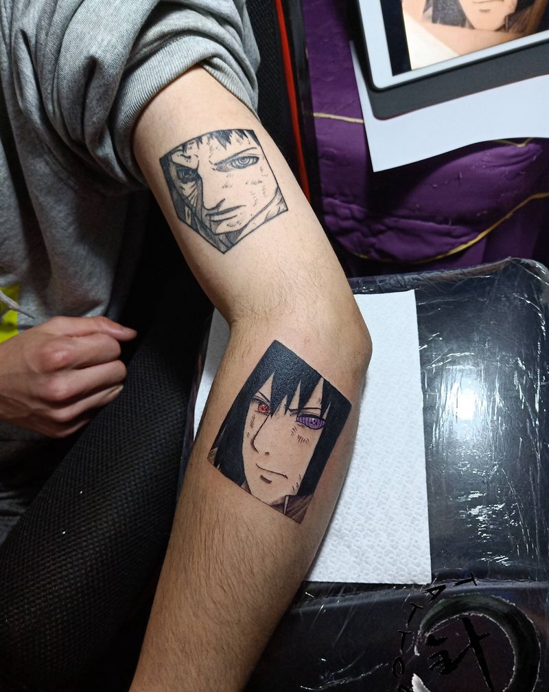 火影 拼图纹身图片_手臂拼图火影忍者纹身图案