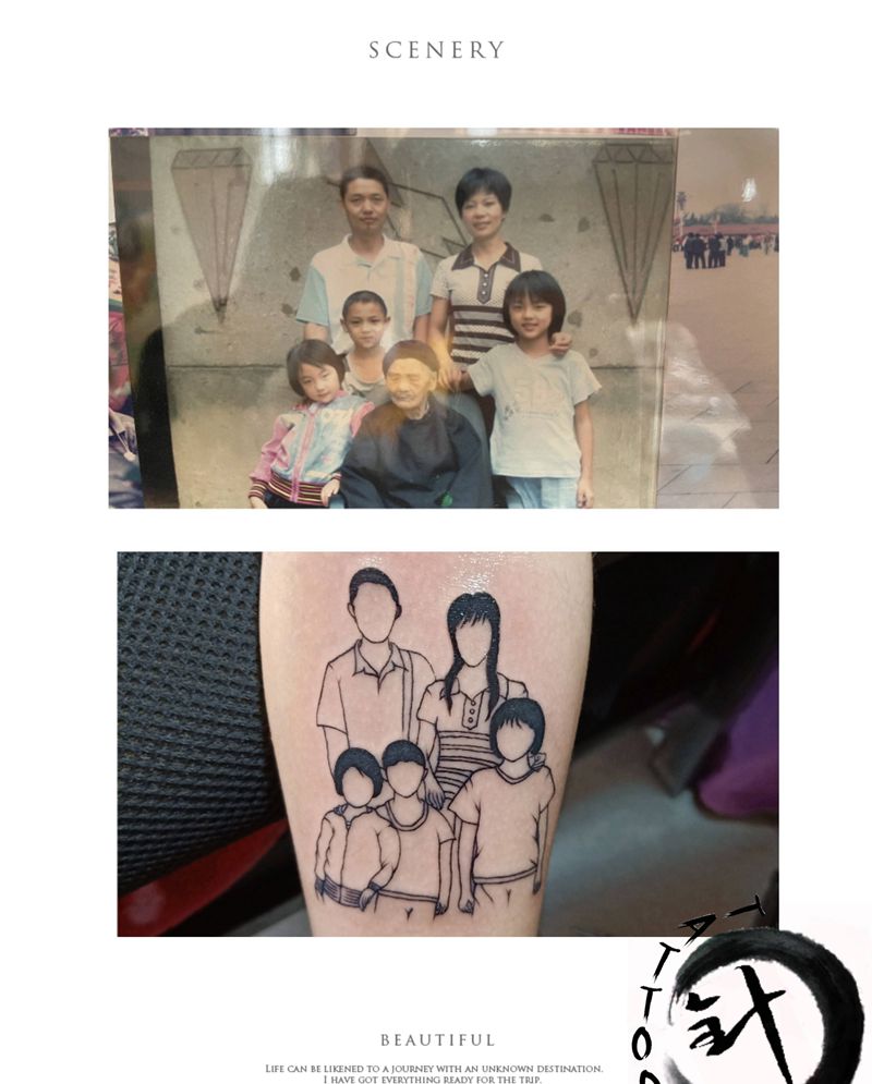 简笔肖像纹身图片_手臂肖像纹身图案