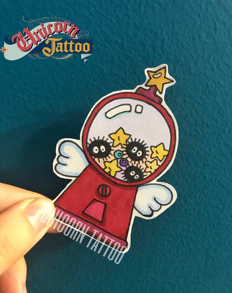 糖果机纹身图片_手稿清新贴纸卡通纹身图案