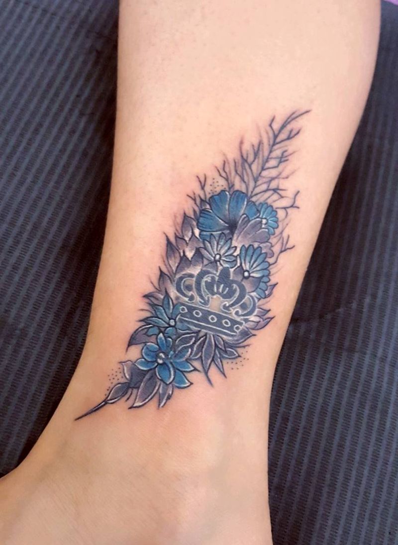 脚踝皇冠修改纹身图片