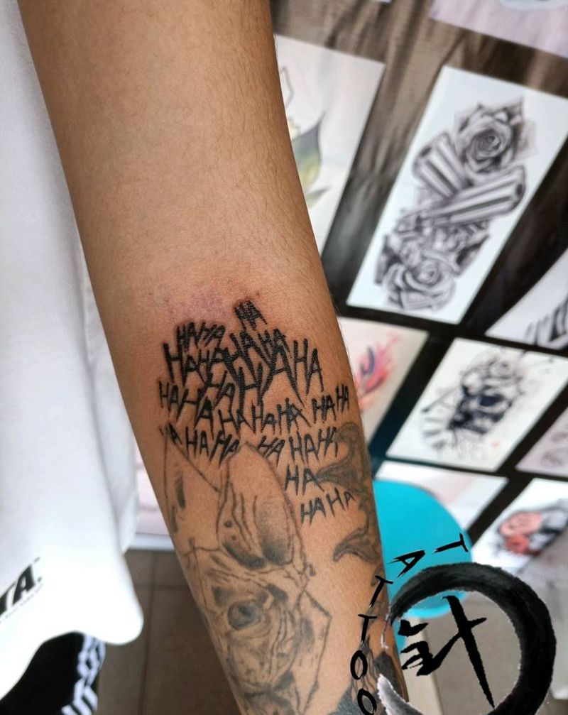 HAHAHA纹身图片_手臂Old School纹身图案