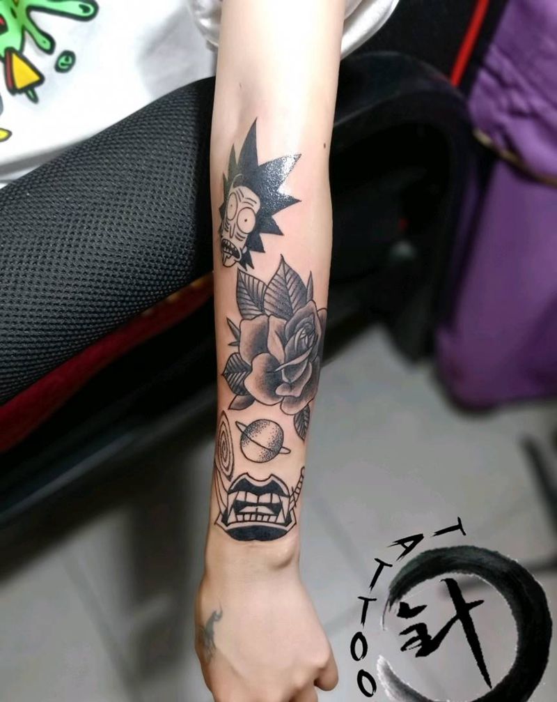 old school纹身图片_手臂Old School拼图纹身图案