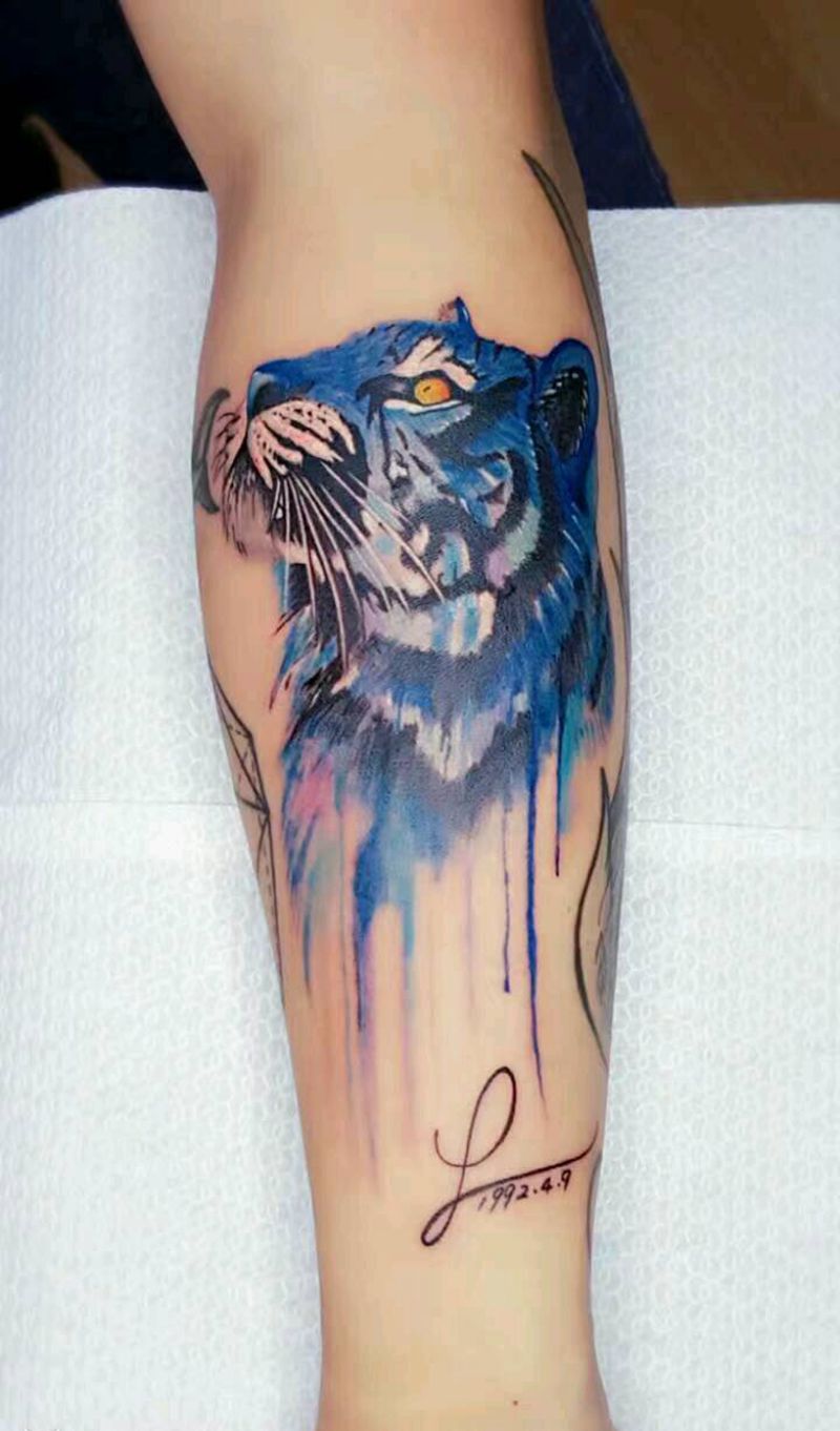 水彩老虎纹身图片