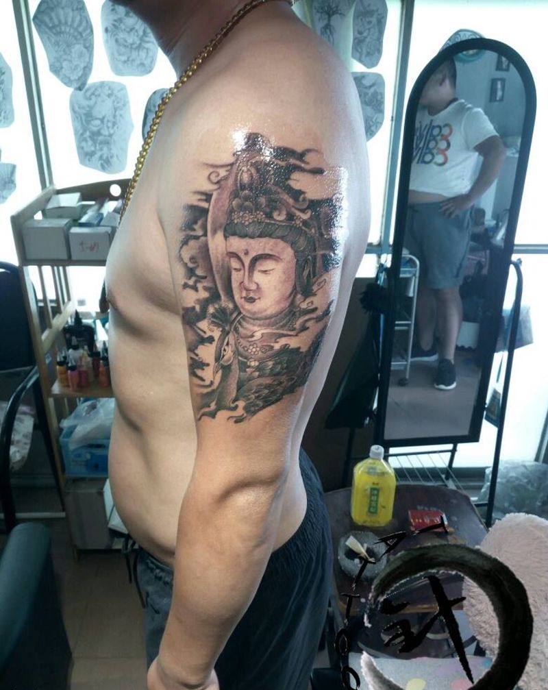 菩萨纹身图片_手臂传统宗教原创小白刺青塔图~针成品纹身图案