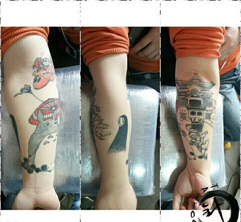 龙猫|半成品|恢复后纹身图片_手臂手部原创半成品恢复后小白刺青塔图 针纹身图案