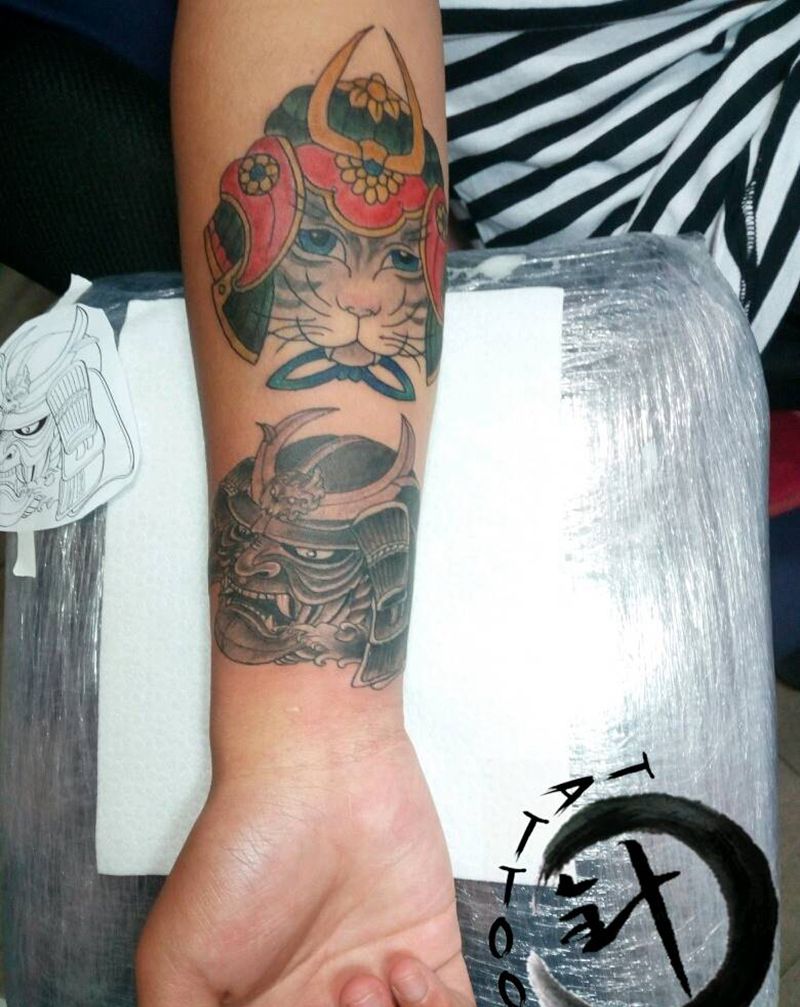 武士纹身图片_手臂传统人物原创小白刺青塔图~针成品纹身图案