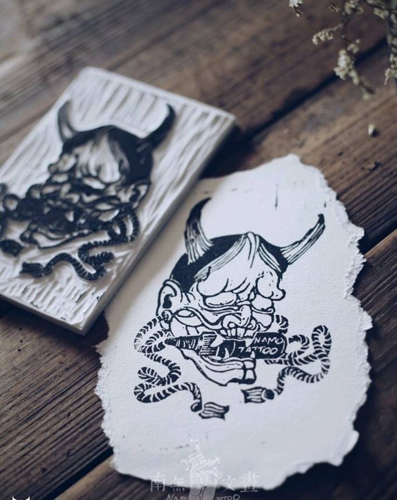 般若面具纹身图片