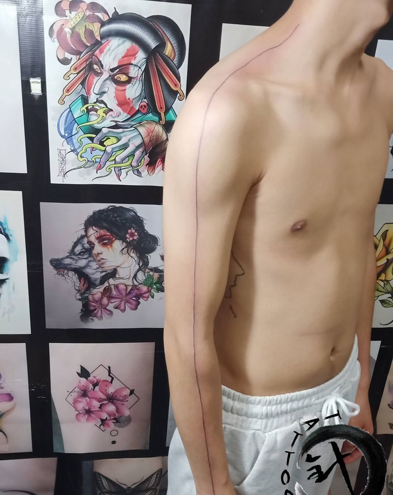 /纹身图片_手臂几何线纹身图案