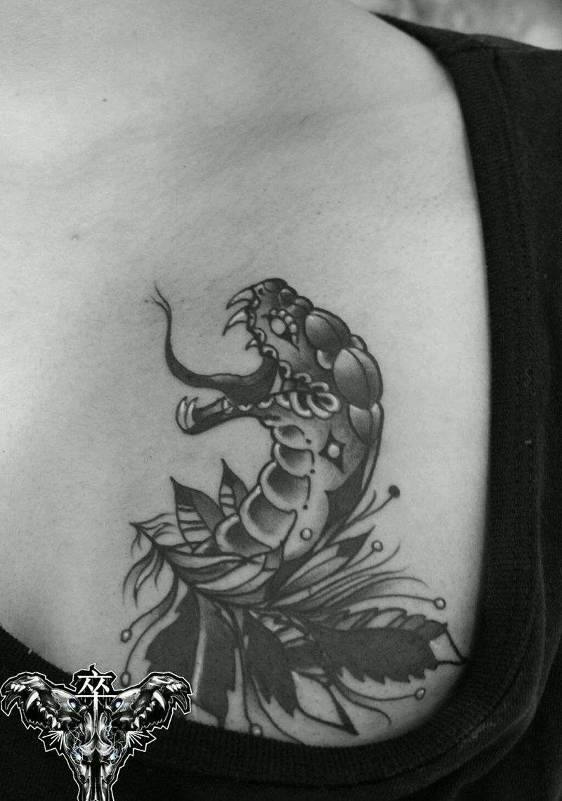 蛇遮盖字母纹身图片