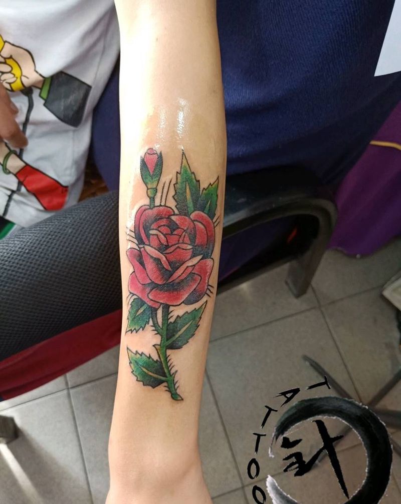 玫瑰纹身图片_手臂New School纹身图案