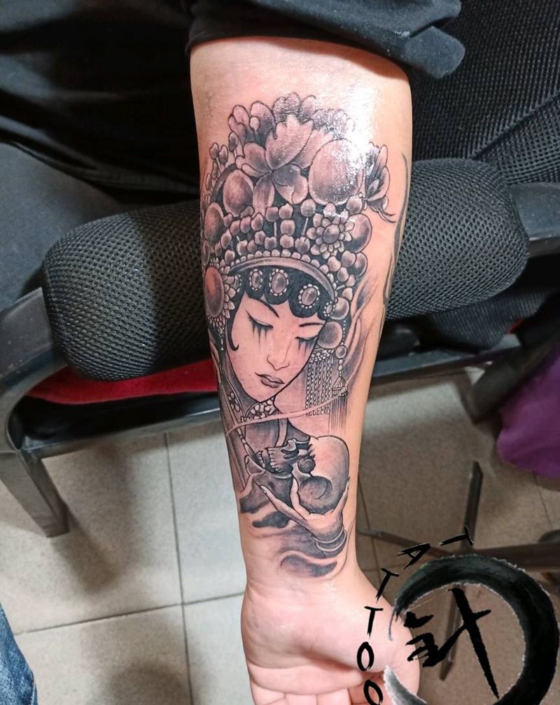 花旦纹身图片_手臂花旦纹身图案